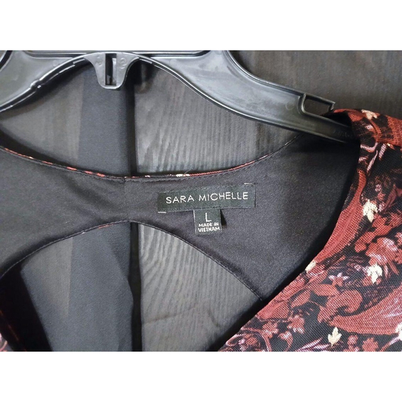 Women's Sara Michelle Paisley Floral Cutout Blouse Size L (39JC) - Picture 3 of 8